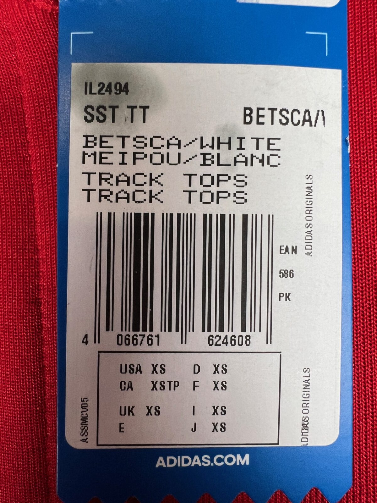 Bluza męska Adidas SST czerwona XS - obrazek 3