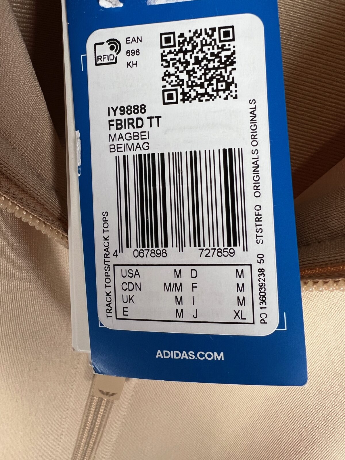 Bluza męska Adidas Firebird TT beżowa M - obrazek 3